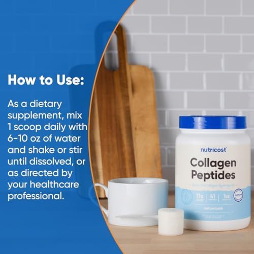 Nutricost Collagen Peptides Powder 1LB (454 G), Grass Fed Bovine | Collagen Hydrolysate, Unflavored