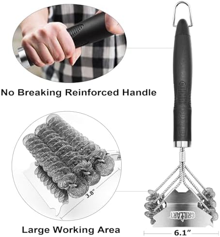 Grill Brush and Scraper Bristle Free – Safe BBQ Brush for Grill – 18'' Stainless Grill Grate Cleaner - Safe Grill Accessories for
