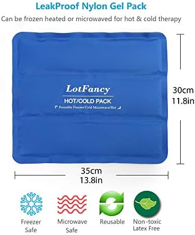 LotFancy Ice Pack for Injuries, Pack of 2, Reusable Hot Cold Pack for Therapy, Cooling or Heating Pad for First Aid, Back Shoulder Neck Head Feet Pain Relief, 11 x 5 Inches