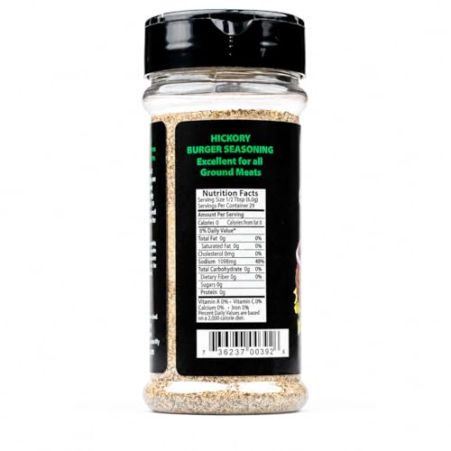 Hi Mountain Hickory Burger Seasoning | Smoked Hamburger Seasoning | Smoked hickory burger seasoning with garlic for rich grilled flavor on beef, turkey, chicken and venison burgers.