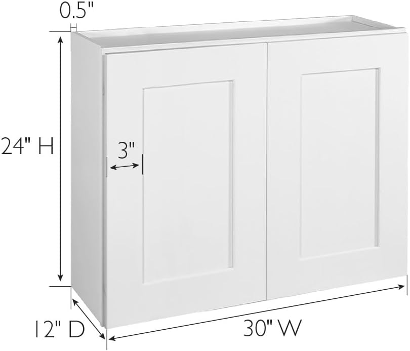 Design House Brookings Kitchen Wall Cabinet, 24", White | Adjustable Shelves, Adjustable Hinges, Wall Mount, Contemporary/Modern, Wood, Kitchen, 561571