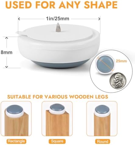 Teflon Furniture Sliders, 20pcs 1inch Square Furniture Glides with Nail for Carpet Tile Hardwood (Grayish Blue)