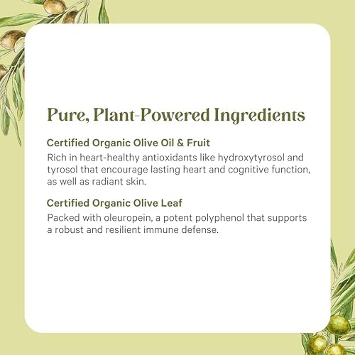 PURE SYNERGY SuperPure Olive Extract | Organic Olive Leaf, Oil, and Fruit Supplement with Polyphenols | for Heart, Brain