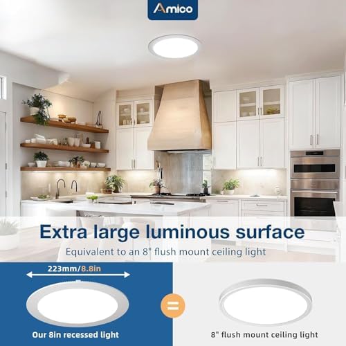 Amico 6 Pack 6 Inch LED Recessed Light with Junction Box, 5CCT, 1050LM, 12W