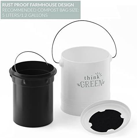 Barnyard Designs 1.2 Gallon Kitchen Counter Compost Bin with Lid (Mint)