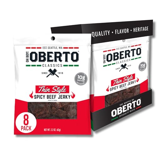 Oh Boy! Oberto Classics Thin Style Peppered Beef Jerky, 1.2 Ounce (Pack of 8)