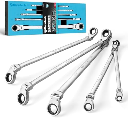 DURATECH Extra Long Flex-Head Ratcheting Wrench Set, 5-Piece, SAE