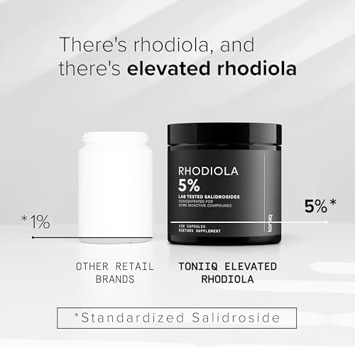 Toniiq Triple-Strength 600mg Rhodiola Rosea – 120 Capsules | 5% Salidroside Concentrated Extract - Highly Purified and Bioavailable