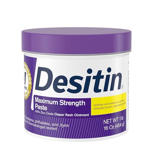 Desitin Maximum Strength Diaper Rash Paste, 40% Zinc Oxide, 4.8 oz | Helps Treat, Relieve & Prevent Diaper Rash, 40% Zinc Oxide, Immediate Relief, Protects up to 12 Hours, Hypoallergenic
