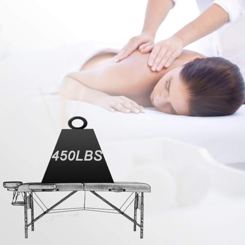 BestMassage | Portable Massage Table | 24" Wide, Black PU Leather | Lightweight, 2-Fold Massage Table with Height Adjustment, 450lbs Capacity, Carry Bag | For Massage, Facial, Tattoo, Home, Spa
