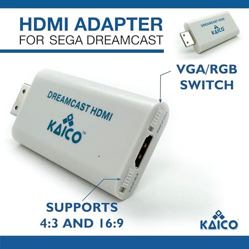 Kaico Dreamcast HDMI Adapter, Plug & Play Converter with VGA & RGBS Support | Supports VGA and RGBS output for Dreamcast games across all regions