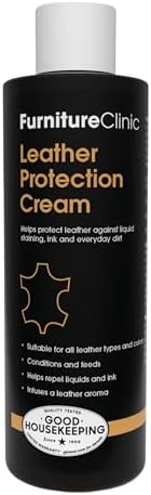Furniture Clinic Large Leather Care Kit | Leather Cleaner + Conditioning Protection Cream for Furniture | Two 17oz Bottles + 1 Sponge & 1 Cloth | Restore Leather Couches, Car Seats, Jackets, & Boots