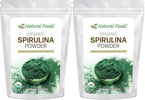 Z Natural Foods Organic Spirulina Powder - 16 oz (Pack of 1) | Organic, Blue-Green Algae Superfood, Spirulina, Raw, Contains Amino Acids, Mixes in Smoothies, Yogurt & Recipes