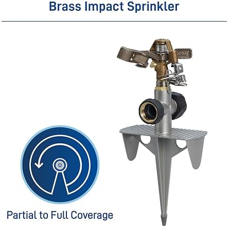 Orbit Lawn Sprinkler 56946 | Heavy‑Duty Brass Impact Head | Adjustable 360° Coverage | Up to 90 ft Diameter | Zinc Spike Base | Durable Outdoor Watering