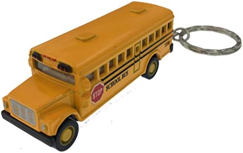 KiNSFUN Classic Mini School Bus 2.5 Inches Die Cast Metal Model Key Chain