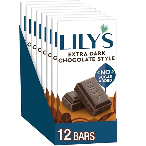 LILY'S Almond Dark Chocolate Style No Sugar Added, Sweets Bars, 3 oz (12 Count)