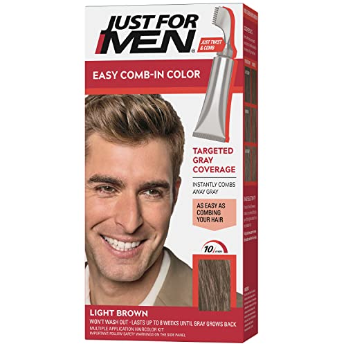 JUST FOR MEN Easy Comb-In Color, No-Mix, Light Brown A-25 (1 Pack) | Easy Comb-In Color light brown patented no-mix formula instantly combs away gray. Targeted gray coverage. Easy application.