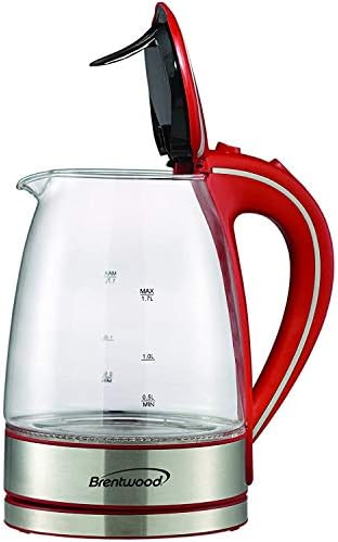 Brentwood Appliances KT-1900R Tempered Glass Tea Kettles, 1.7-Liter, Red