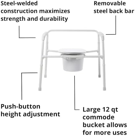 McKesson Heavy-Duty Folding Bariatric Commode Chair with, 13 3/4 in, 1 ct | Seat Width