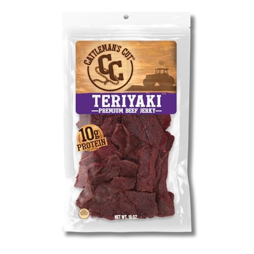 Cattleman's Cut Original Beef Jerky, Premium Marinated Steak High Protein Meat Snacks, Keto Friendly, Gluten Free, Carnivore Travel Snack, Resealable Bag, 10 Ounces