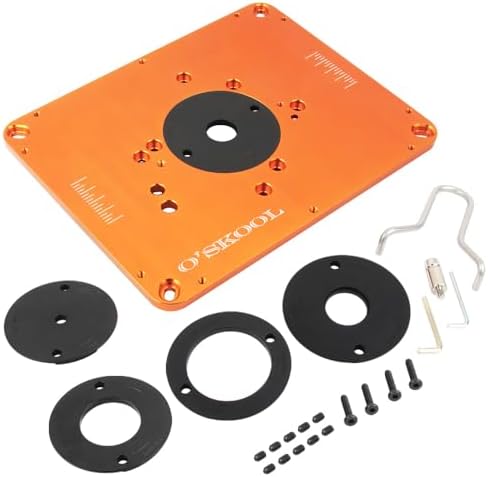 O'SKOOL Precision Aluminum Router Table Insert Plate | Router Templates With Pre-Drilled Adapt to Multiple Routers of Different Model, RTS02A