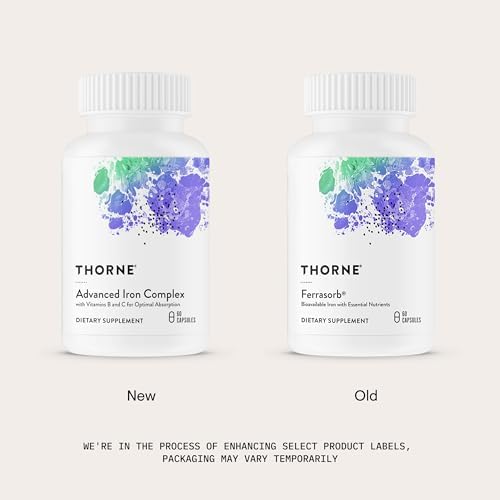 THORNE Advanced Iron Complex, Chelated Iron Supplement, 60 Capsules | Elemental Iron, Folate, B and C Vitamins for Optimal Absorption