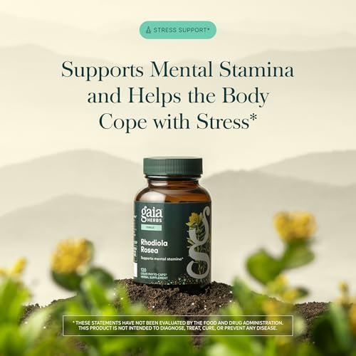 Gaia Herbs Rhodiola Rosea - Stress Support Supplement Traditionally for Supporting Healthy Stamina & Endurance* - with Siberian Rhodiola Root Extract - 60 Vegan Liquid Phyto-Caps (60 Servings)