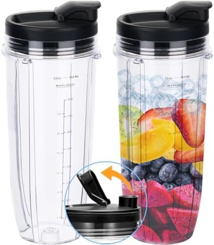 Replacement 24oz Blender Cup with Sip & Seal Lid For Nutri Ninja BL450 BL456 BL480 BL482 BL640 BL642 BL682 BN751 BN801 Foodi SS101 SS151 SS351 SS401