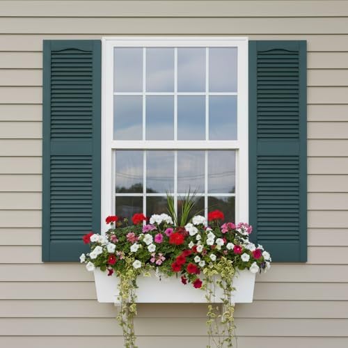 14 1/2"W x 60"H EverColor Open Louver Exterior Vinyl Shutters, w/Installation Shutter-Lok's & Matching Screws (Per Pair), Black