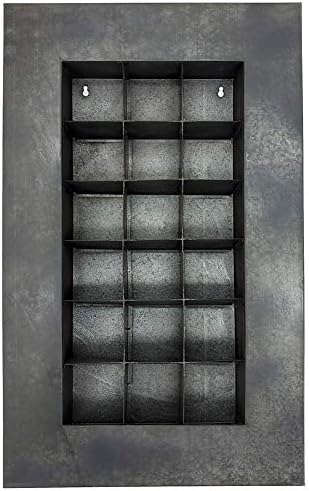 Modern Home Living Wall Galvanized Steel/Zinc Succulent Planter, Wall Mounted Garden Pocket Planter (18 Pocket, Black Zinc)