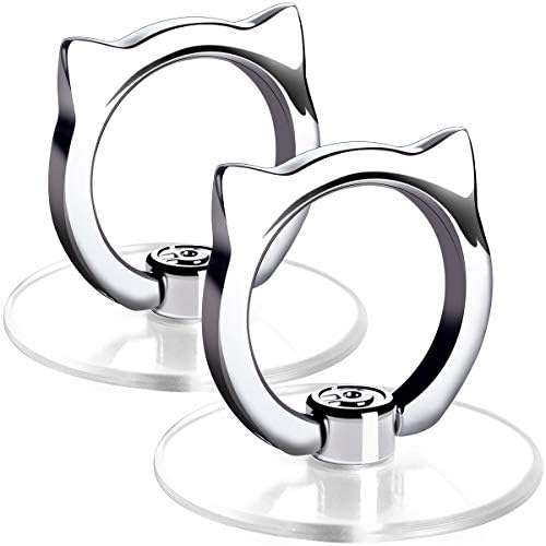 Cat Phone Ring Holder - EI Sonador Clear Cell Phone Ring Holder Transparent Stand Finger Grip (2 Black Cat)