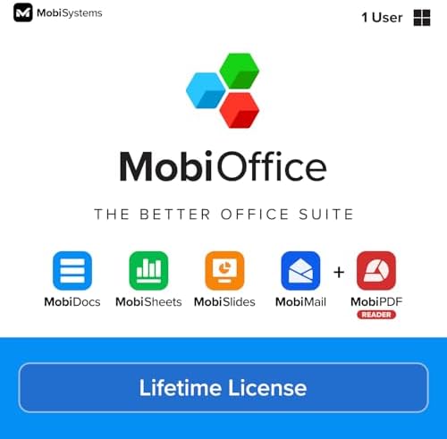 MobiOffice Lifetime 4-in-1 Productivity Suite for Windows | Lifetime License | Includes Word Processor, Spreadsheet, Presentation