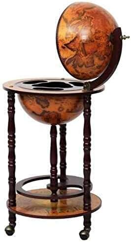 New 36" Wood Globe Wine Bar Stand 16th Century Italian Rack Liquor Bottle Shelf
