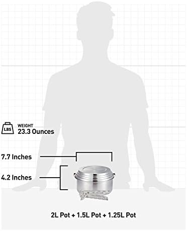 Solo Stove 3 Pot Set - Stainless Steel Camping Backpacking Cookware Kitchen Kit | Pot Gripper Included for Rocket Stove Camp Cooking