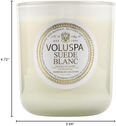 Voluspa Suede Blanc Classic Maison Candle, 100 Hour 12 oz