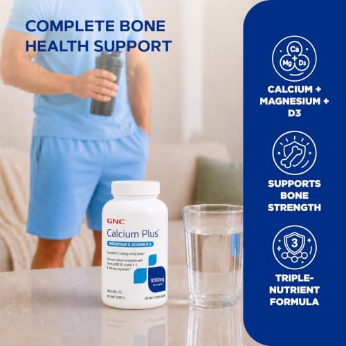 GNC Calcium Plus Magnesium & Vitamin D-3 1000mg, Strong Bones, 180 Count