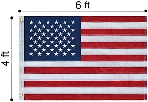 American Flag 4x6 FT, US Flags with Embroidered Stars, Sewn Stripes, Brass Grommets, Durable USA Flag for Outdoor