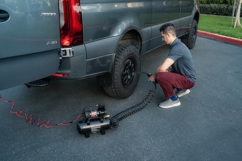 VIAIR TLC BOOST Air Compressor Source Kit – 120 PSI Stationary Tire Inflator with 1.5 Gallon Tank, Presta Valve Chuck, Inflation Tips & 30ft Coil Hose – For Air Tools, DIY Projects & Mobile Shops