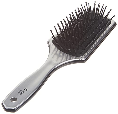 Diane Small Cushion Paddle Brush, 13-Row, Ideal for Medium to Thick Hair, Detangling and Smoothing, Silver
