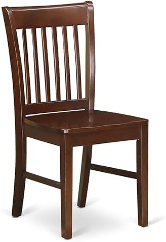 East West Furniture NFC-MAH-W Norfolk Dining Room Chairs - Slat Back Solid Wood Seat Chairs, Set of 2, Mahogany
