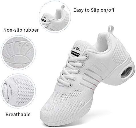Slow Man Women's Jazz Shoes Lace-up Sneakers - Breathable Air Cushion Lady Split Sole Athletic Walking Dance Shoes Platform