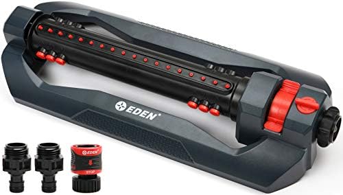 Eden 94112 3-Way Turbo Oscillating Sprinkler for Large Yard and Lawn W/Quick Connect Starter Set, Covers up to 4,300 sq. ft