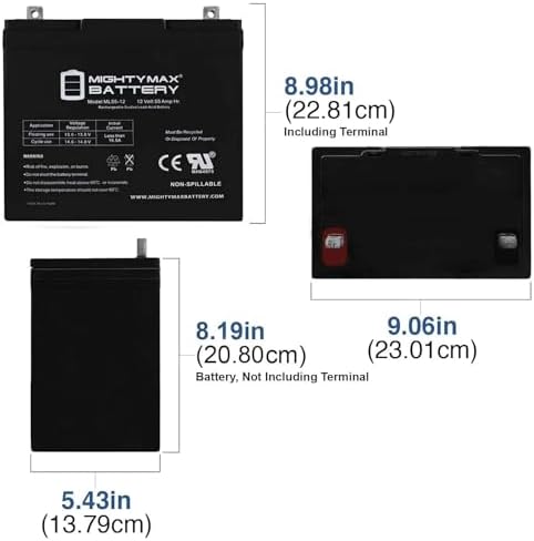 Mighty Max Battery 12V 55Ah Battery Replacement for Pride Jazzy Elite HD - 2 Pack Brand Product