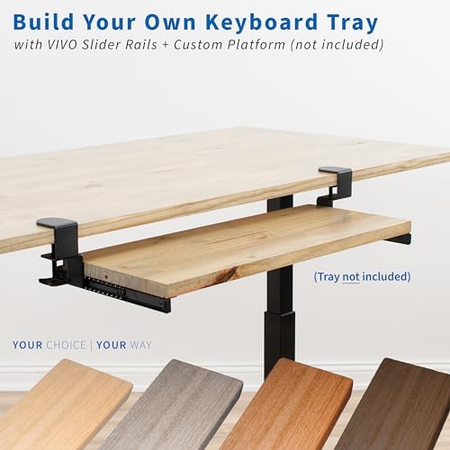 VIVO Clamp and 12 inch Rail Set for DIY Custom Wooden Keyboard Trays (Rail Set Only - Tray Not Included)