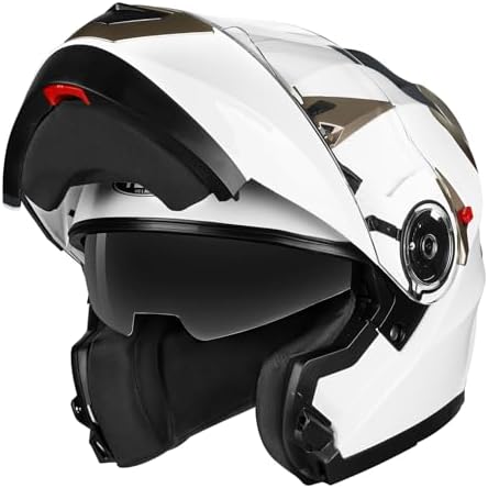 Motorcycle Modular Full Face Helmet DOT Approved - YEMA Helmet YM-925 Motorbike Casco Moto Moped Street Bike Racing Helmet with Sun Visor for Adult Youth Men and Women