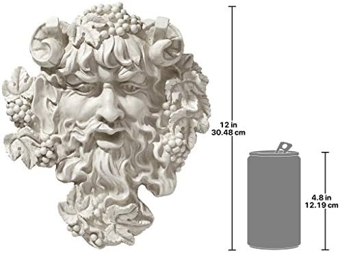 Design Toscano Bacchus, Grape Harvest Wine Greek Greenman Face Wall Sculpture, Medium, 12 inches tall, Cast Stone Resin, Antique Stone Finish
