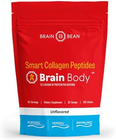 Brain Body Collagen Peptides Powder - Vital Protein & Collagen Supplement for Women & Men - Hydrolyzed Type I & III for Hair, Skin, Nails & Joint Health - 25 Servings - Creamy Vanilla Coconut - 875g