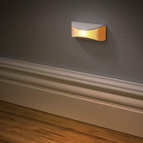 Mr Beams MB500A Wireless Battery Powered Dusk to Dawn Amber Sleep Friendly LED Stair Light/Night Light, White, 2-Pack