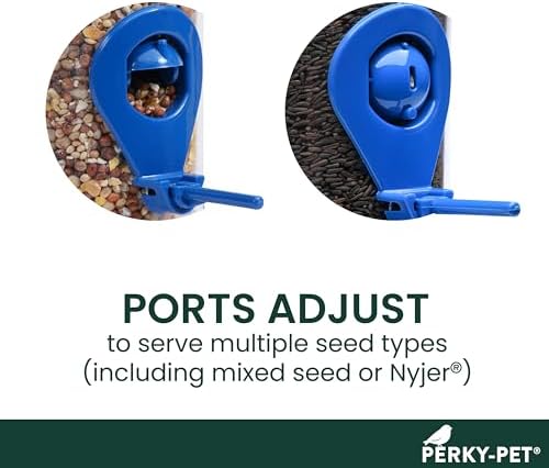 Perky-Pet Navy 2-in-1 Tube Bird Feeder for Outdoors, 4 Port Tube Bird Feeder