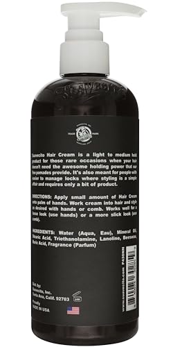 Suavecito Hair Cream for Men - Pump Bottle, Light Hold, Natural Shine, Water Based, Tames Frizz, Great for Curly Hair